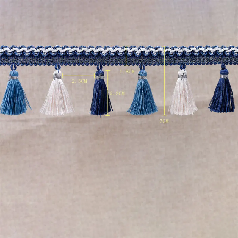 1meter Tassels Lace Colorful Sewing Fabric Webbing Tassle Cotton Fringes for DIY Clothes Curtain Tablecloth Home Decoration - 2