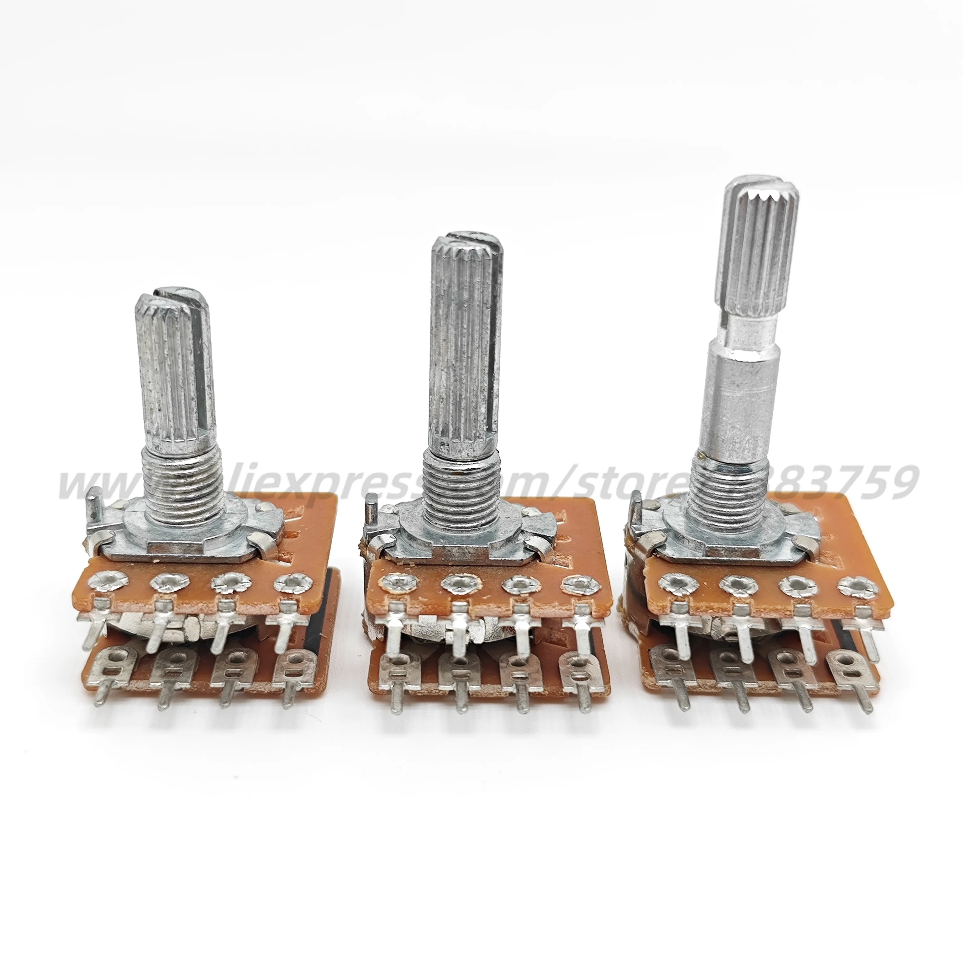 1PCS WH148 듀얼 채널 오디오 볼륨 증폭기 전위차계 B50K B100K 스텝 플라워 샤프트 20mm 25mm 30mm