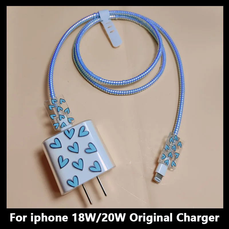Custodia Protettiva Per Caricabatterie Blu/Rosa Per Iphone Apple Us 18/20W Custodia Protettiva Per Adattatore Usb Data Line Cord Winder Spirale Protet