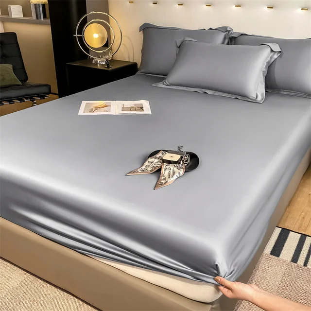 Drap-housse en soie de mûrier naturelle, housse de matelas, Queen, King, taille personnalisée, luxe, haut de gamme, drap de literie en soie 1