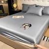 Natural Mulberry Silk Fitted Sheet  Mattress Cover Queen King Size Customized Size Luxury High-End Silk Bedding Sheets 1