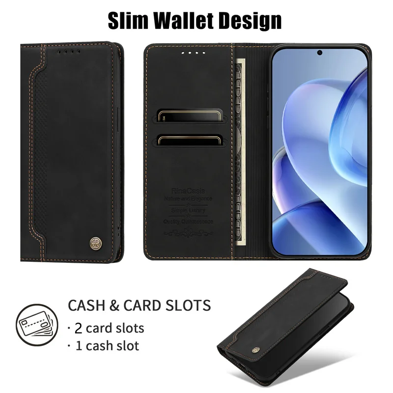 Luxury Business Magnetic Stand Wallet Phone Case Cover