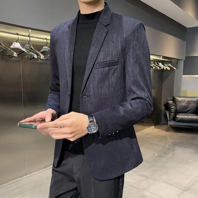 

2023 Autum Wedding Dress Coat Men Korean Style BlackBlazer Jacket Fashion Casual Suit Jacket Men Business Blazers Costume Homme