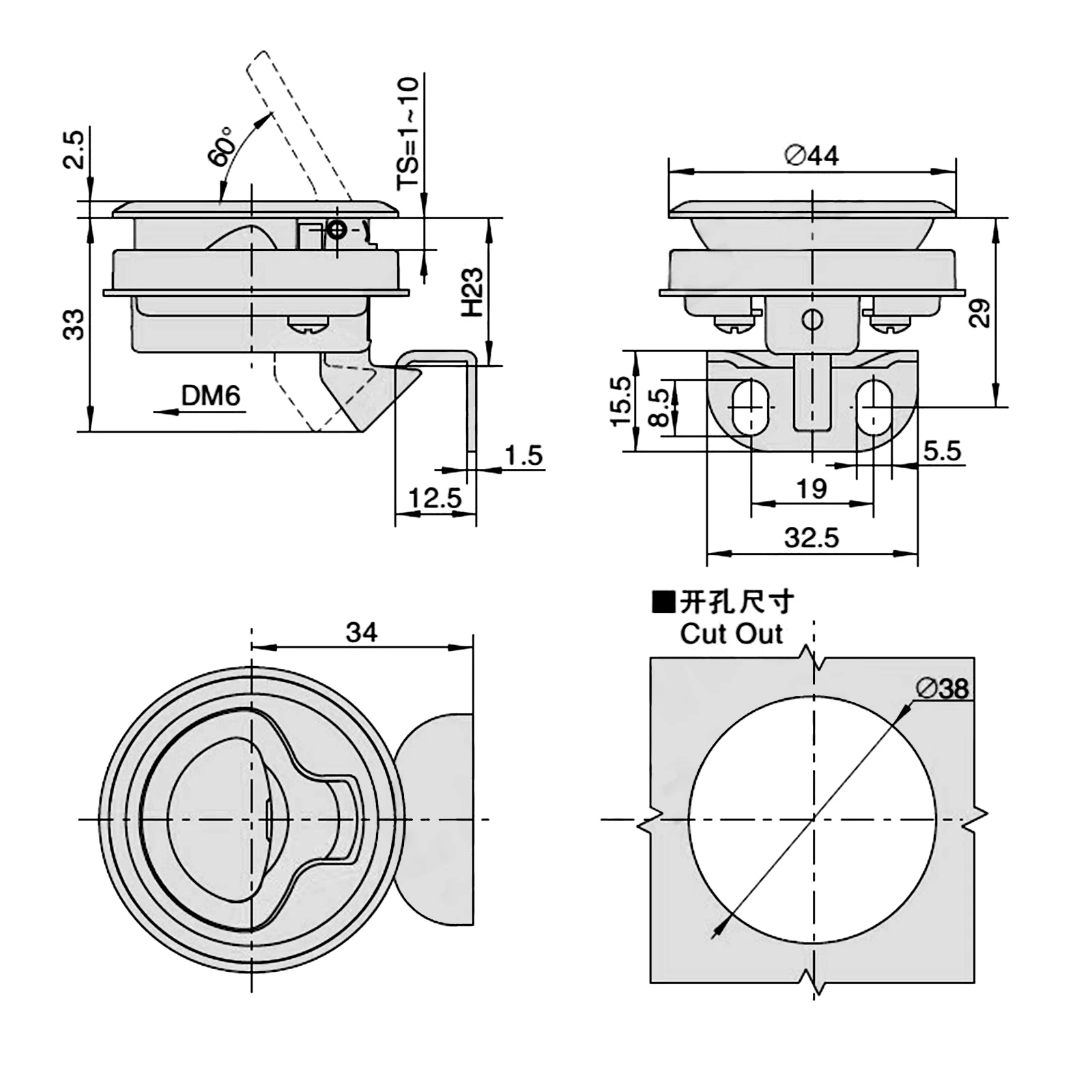 2er-Set Bootsdeckluken-Verriegelungen mit Einbauzugverschluss, Hebeverschluss für Deckluken, Schließfachverschluss, Yachtzubehör für Wohnmobile, Yachten und Marine – Detail 10