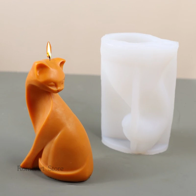 Large cat silicone Candle mold Handmade artwork Make 3D kitten animal soap Plaster crafts Decorative home DIY resin crystal mold