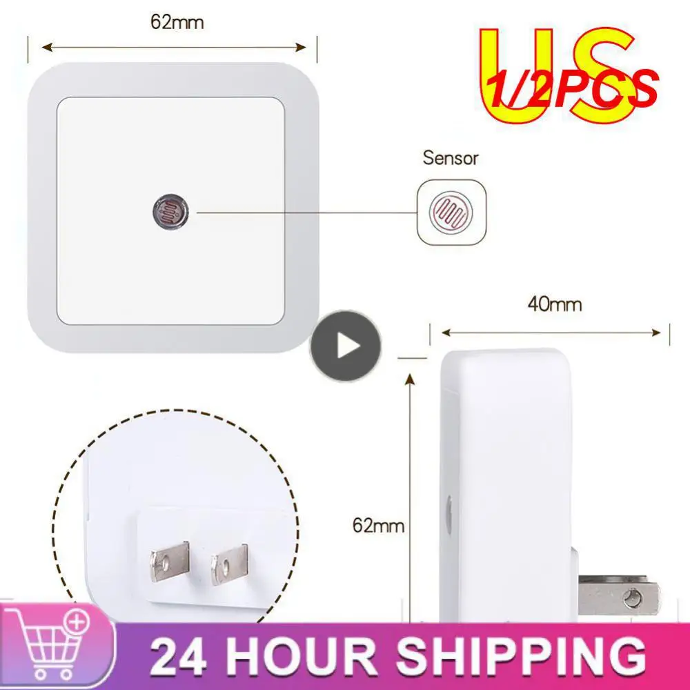 

1/2PCS Mini Night Lamp Light Sensor Control Stairway Porch Light For Children Kids 110-240v Nightlight