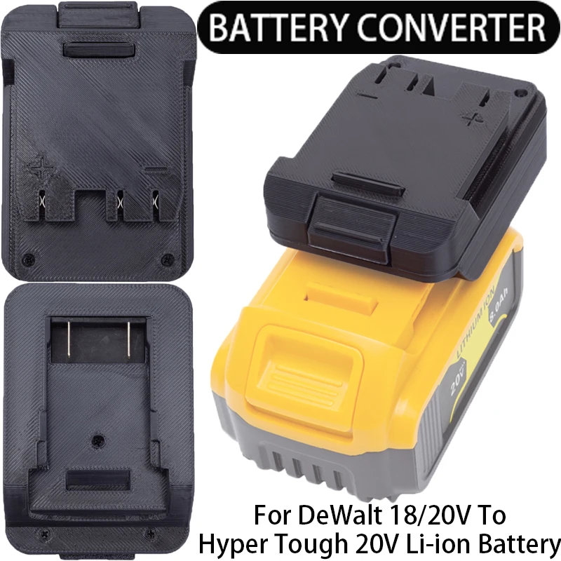 Battery adapter for hyper tough 20v li ion tools converts to dewalt 18