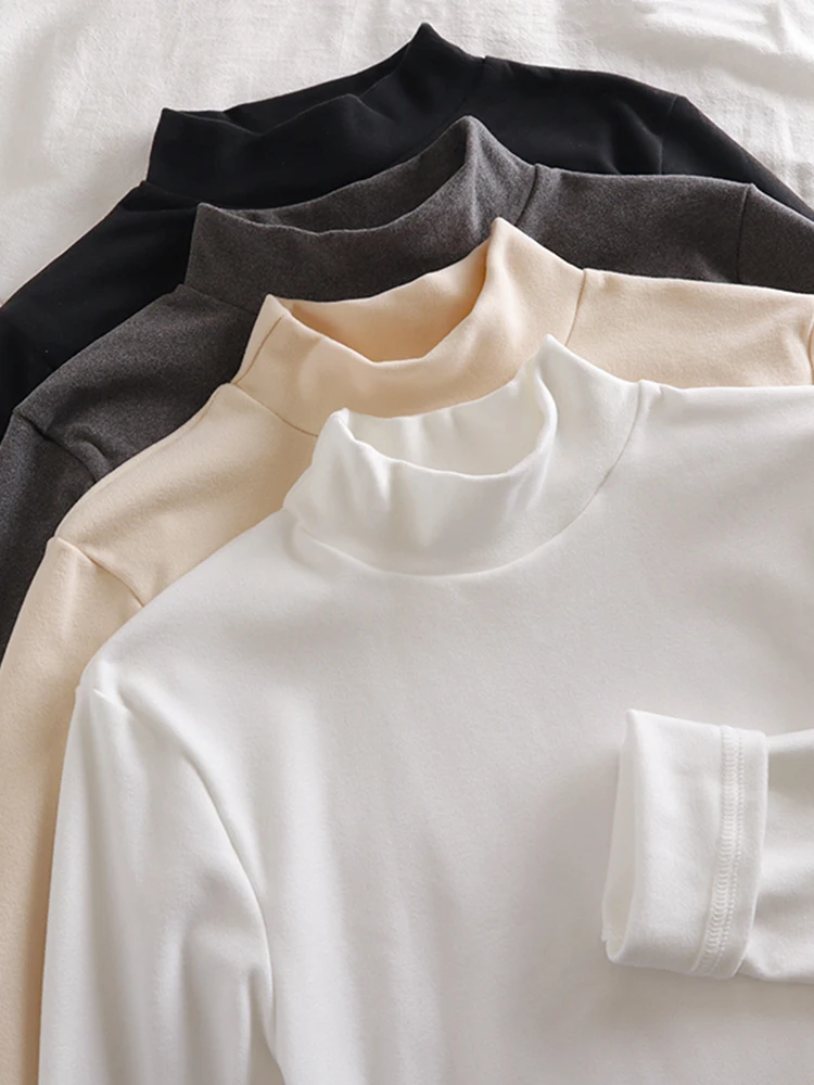 

2023 Spring Winter Fashion Slim Sweater Women Turtleneck Ruched Women Sweater High Elastic Solid Sexy Velvet Pullovers Base Top