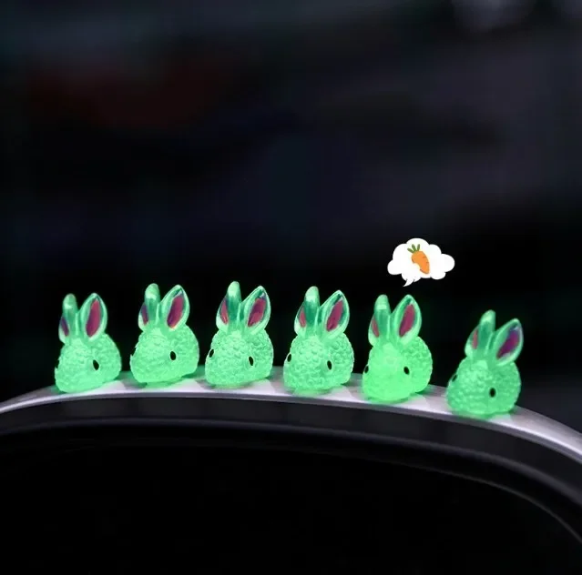 

Mini Bunny Figurines Glow In The Dark Rabbit Mini Figurines In Bulk Car Interior Decorations DIY Rabbit Crafts Ornament