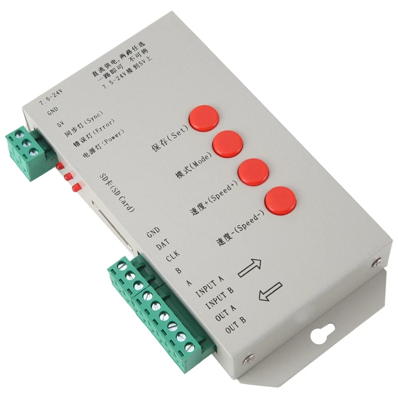 RGB LED Controller T1000S SD Card 2048Pixels Controller For WS2801 WS2811 WS2812B SK6812 LPD6803 LED Strip Light 3