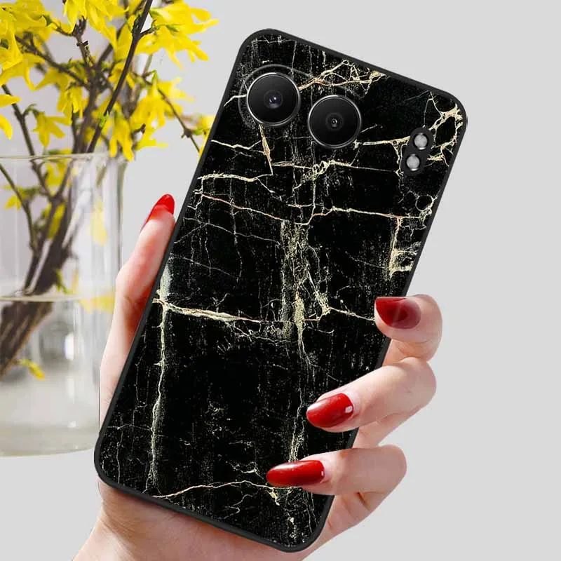 Elegant Black Marble TPU Soft Phone Cover - Fashionable Silicon Back Protector