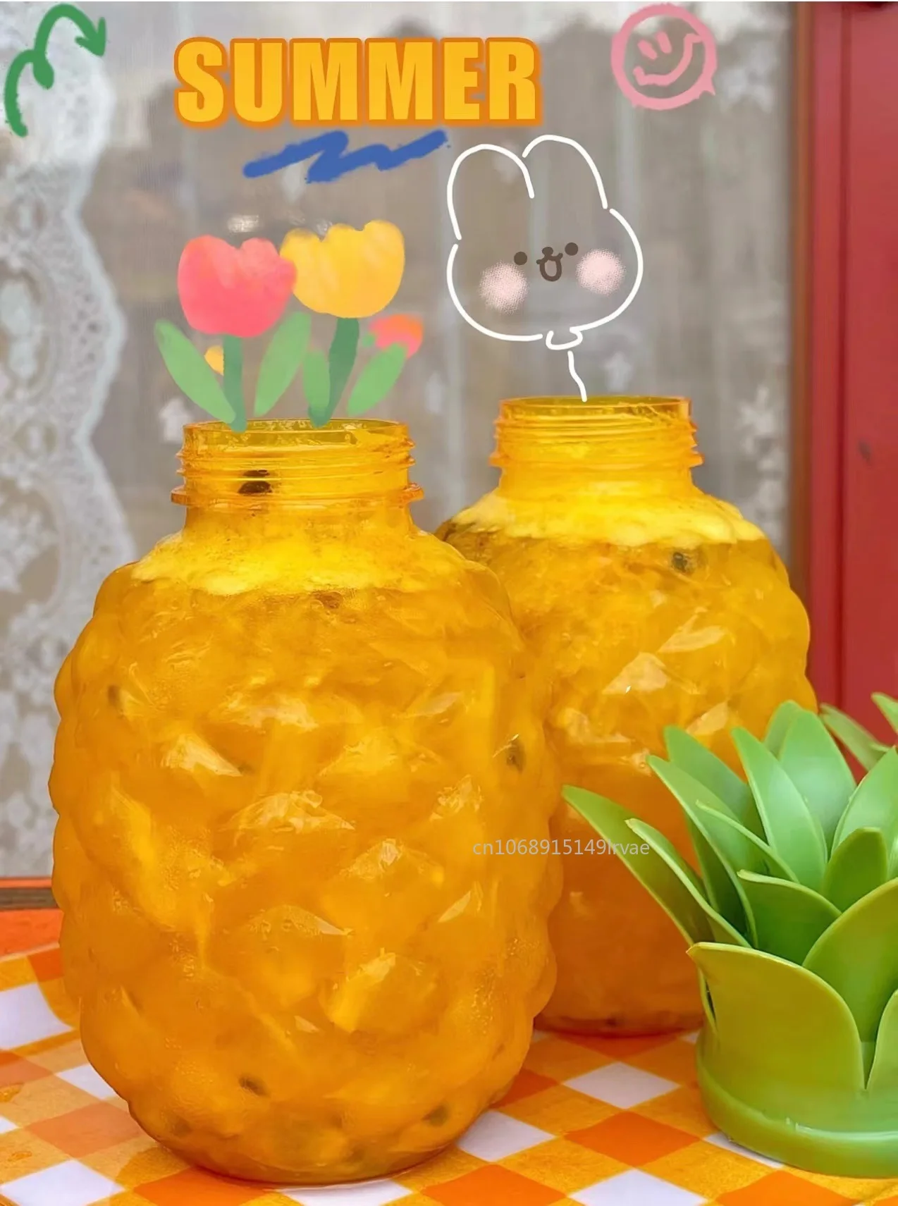 Plastic Strawberry Pineapple Drinking Cup with Straw Hawaii Party Decoration Luau Flamingo Summer Beach Pool Party Decoration