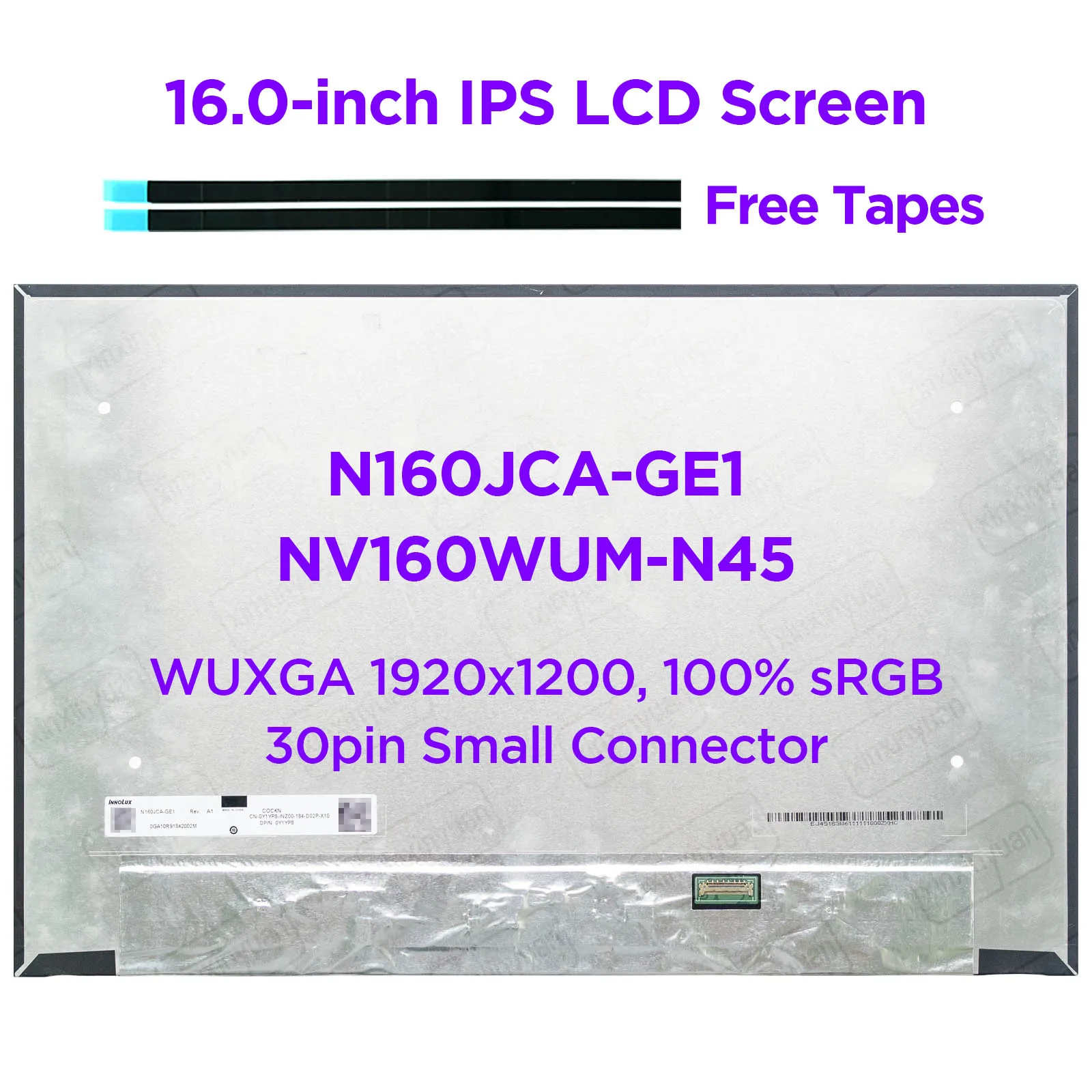 

16.0-INCH Laptop LCD Screen N160JCA-GE1 NV160WUM-N45 for Dell DP/N 0Y1YP8 LED Display Panel Replacement WUXGA1920x1200 30pins