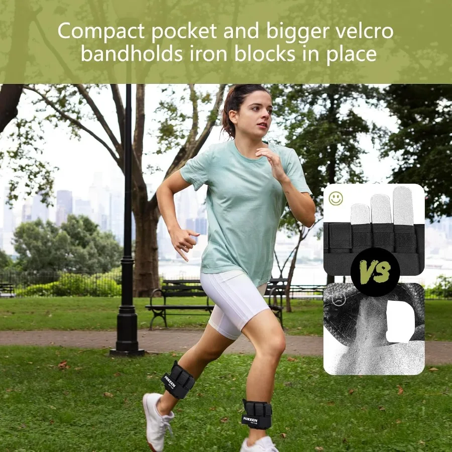 Ankle Weights for Women Men 1 pair Adjustable Ankle Weights 1 2 3 LBS Metal Block with Separate Pockets Leg and Hand Weights For