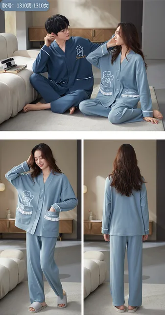 Pigiama In Cotone Per Donna - Set Due Pezzi, Maniche Lunghe, Comodo Per Casa E Notte, Design Semplice - Foto 6