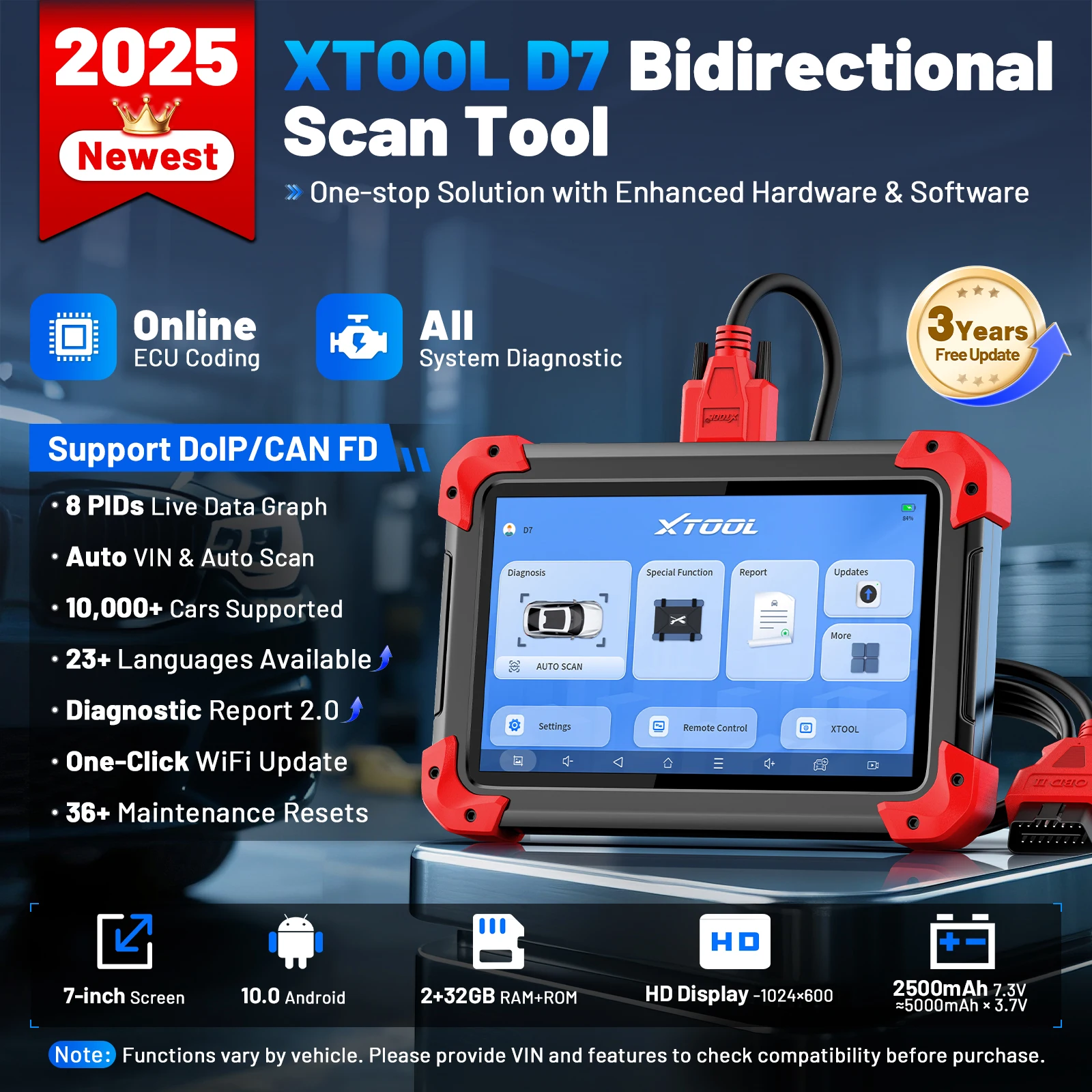 2025 XTOOL D7 Auto Diagnostic Scanner Tool BiDirectional E.CU Coding 36 - Foto 10