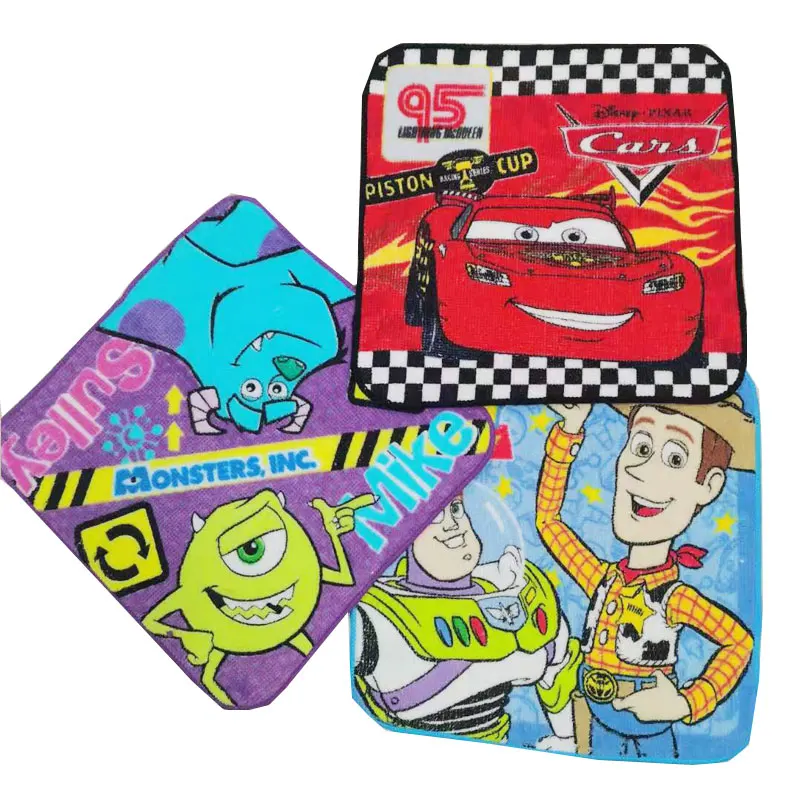 Disney Cartoon Towel McQueen Cars Toy Story Baby Boy Wash Face Hand Towel Adult Square Handkerchief 20x20cm Dropshipping