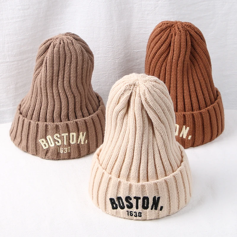 Kids Girls Cute Hats Woolen Knitted Beanies Solid Color Winter Warm Caps For Children Boys Elastic Cap invierno gorros bonnet
