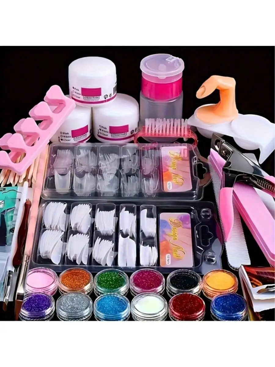 23-in-1 Acrylic Nail Kit for Beginners — Includes 12 Acrylic Powder Colors, Na