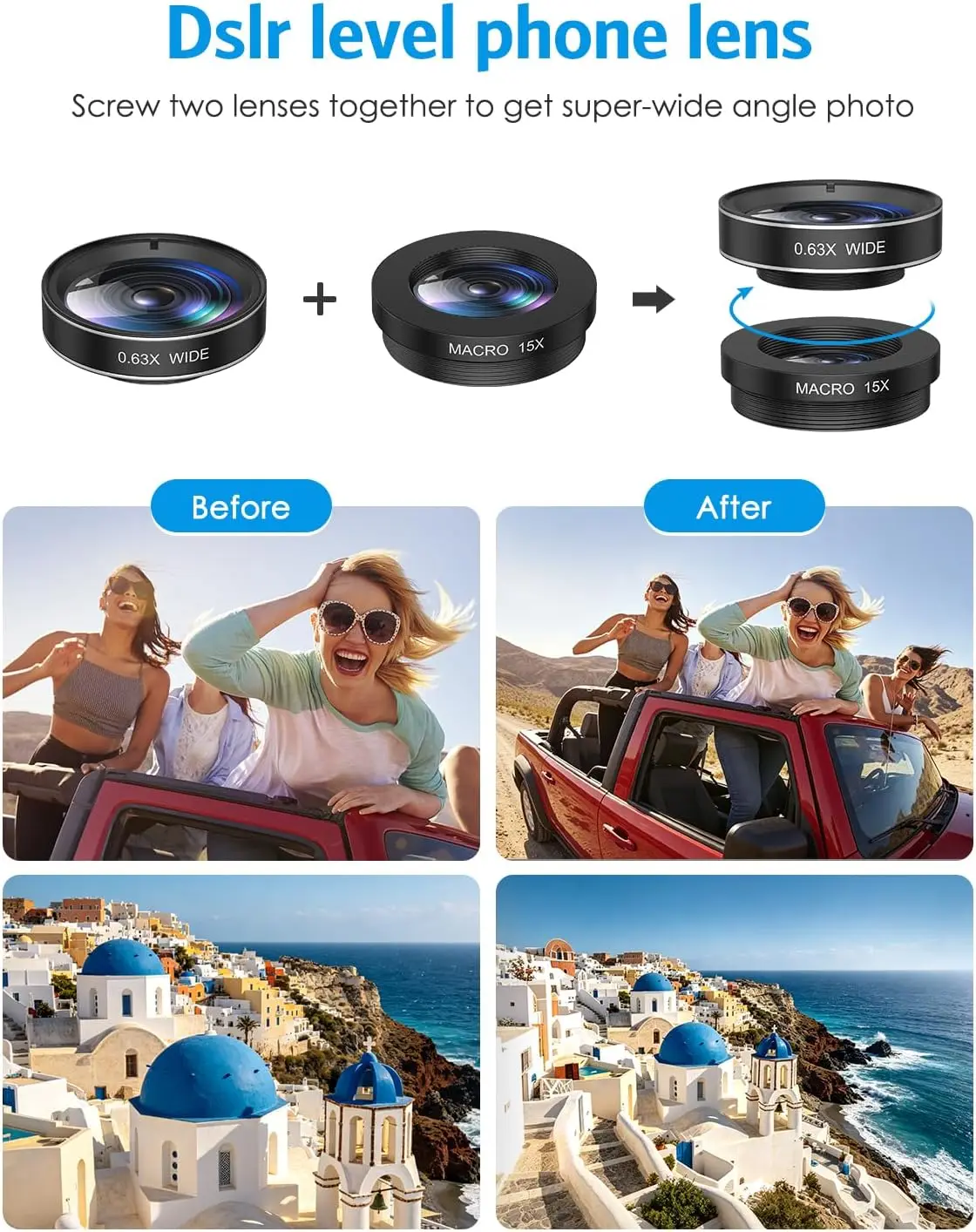 Universal 7-in-1 Clip-On Smartphone Camera Lens Kit – Wide Angle, Macro, Telephoto, and Fisheye Lenses