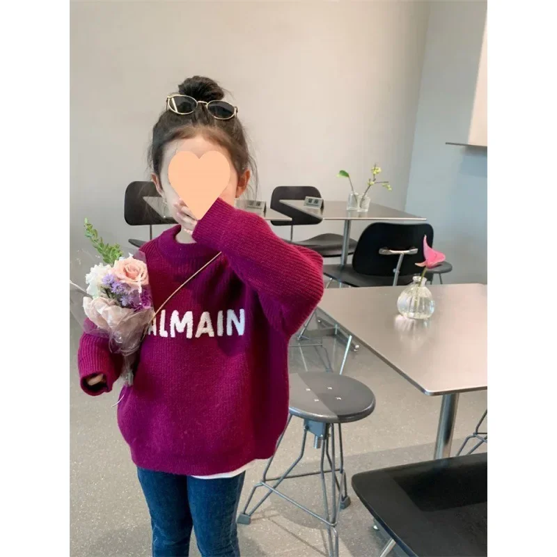 여아용 세련된 니트 풀오버 스웨터, 캐쥬얼 두꺼운 캐주얼 스타일, 한국 버전, 가을, 겨울, 신상