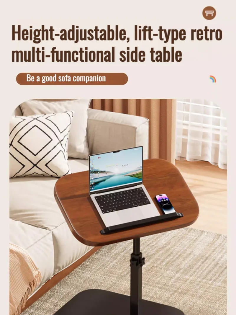 Adjustable Height Rotating Side Table Multi-Functional Lightweight Sofa Side Table Coffee Tea Tables Living Room Movable Desk