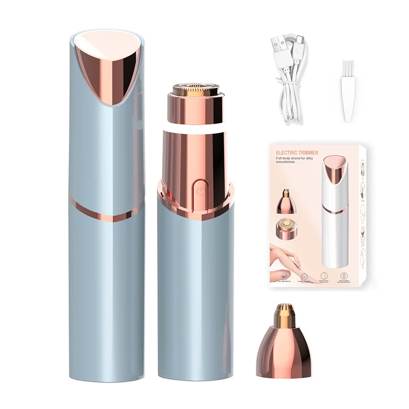 2025 Neuer elektrischer Augenbrauentrimmer mit USB-Anschluss zur Gesichtshaarentfernung, Lippenstift-Design, Haarentferner für Damen, Mini-Rasierer, Epilierer_voghion.com