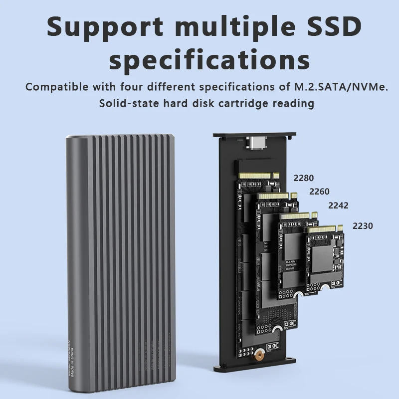 Blueendless USB C   M2 NVMe SSD Ŭ, 10Gbps PCIe SSD ڽ, M.2 NVMe NGFF SATA 5Gbps SSD ũ ̽, RGB LED Ʈ 