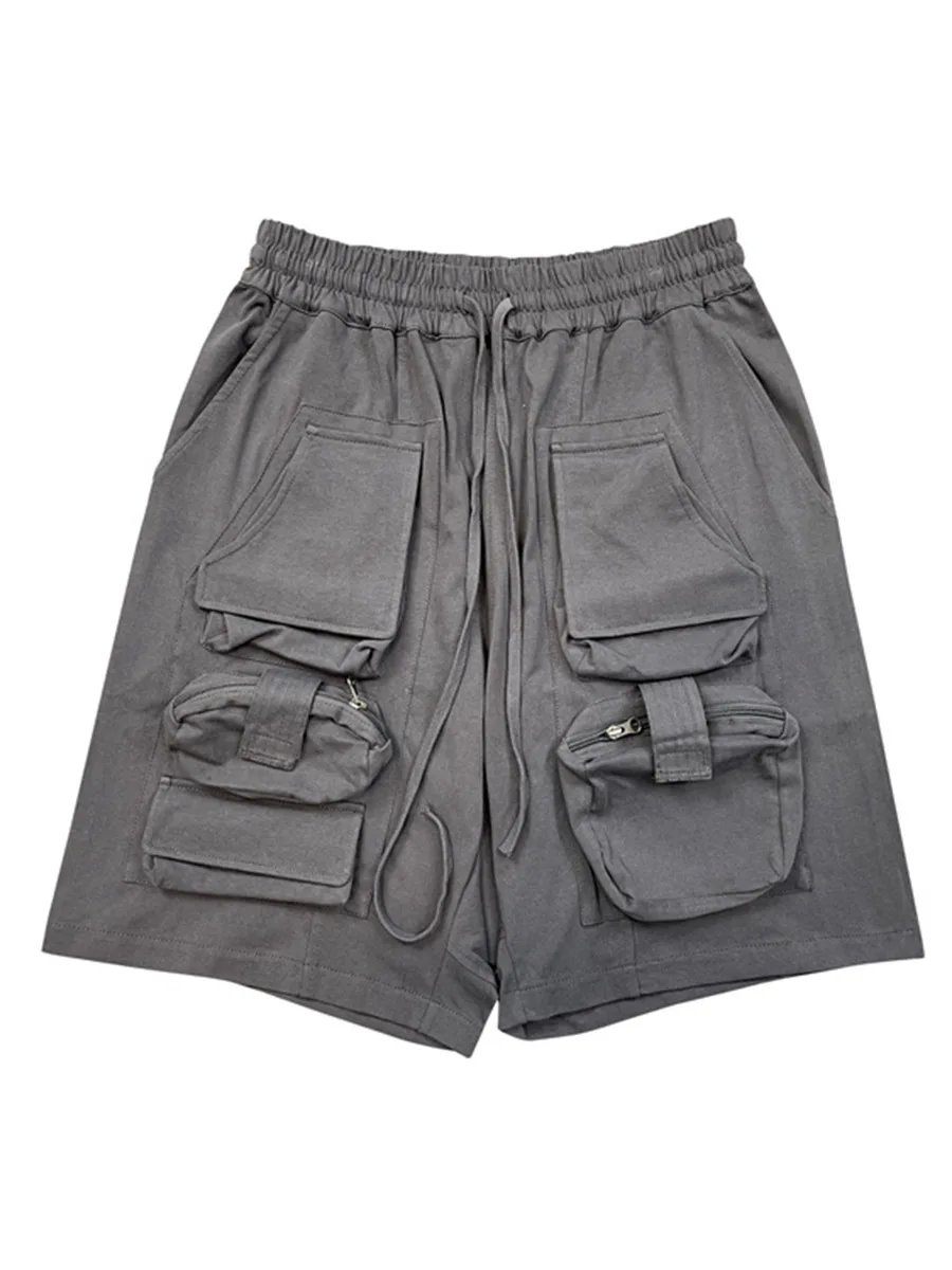 Men'S Retro High Street Loose Shorts Trendy Brand Korean Style Street Multi-Pocket American Functional Tactical Pants Trendy