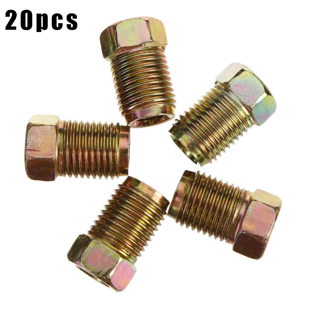 Car Brake Line Fittings Set 20x For 3/16" Copper Brake Pipe Line Fitting Kit Tube Inverted Flares Metric End Union Nuts brake line connector brake line lock kit