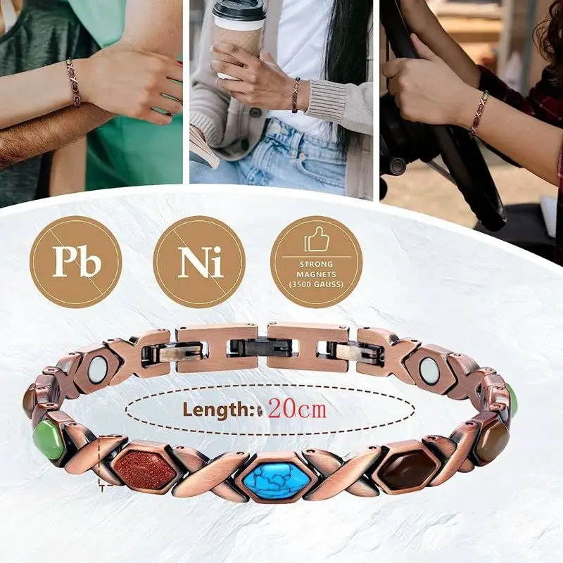 Rainso Bracciale Da Uomo, Bracciale Magnetico In Rame Puro, Bracciale Magnetico Da Uomo, Sollievo Dal Dolore Per Artrite, Terapia A Doppia Fila, In Confezione Regalo Nera(Nero Opaco - Foto 3