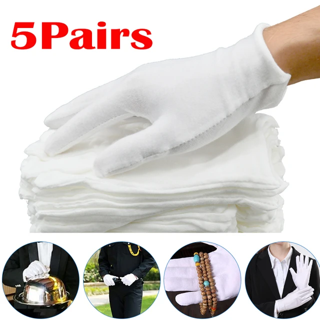 Cotton Work Gloves 10Pcs White Cotton Work Gloves for Dry Hands Handling Film SPA Gloves Ceremonial High Stretch Household Cleaning Tools