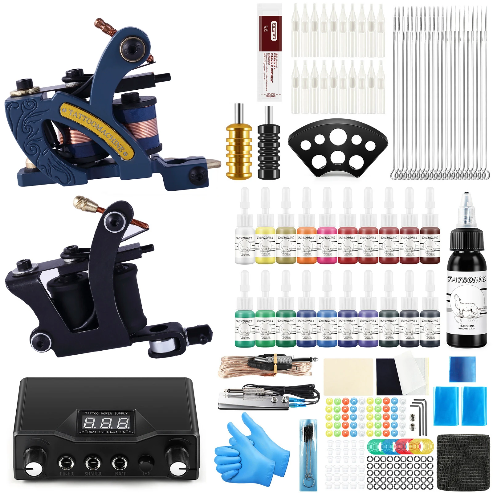 Tattoo Kit Tattoo Machines Gun With Inks Power Supply Pedal Body