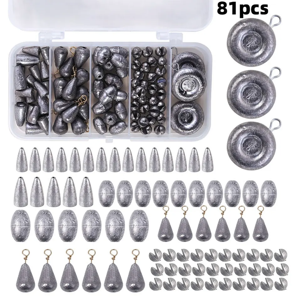 BLUEWING Bank Sinker 1LB Box Fishing Sinkers Weights Saltwater Streamlined Fishing Sinkers Bullet Lead Fishing Weights, 1oz, 14pack