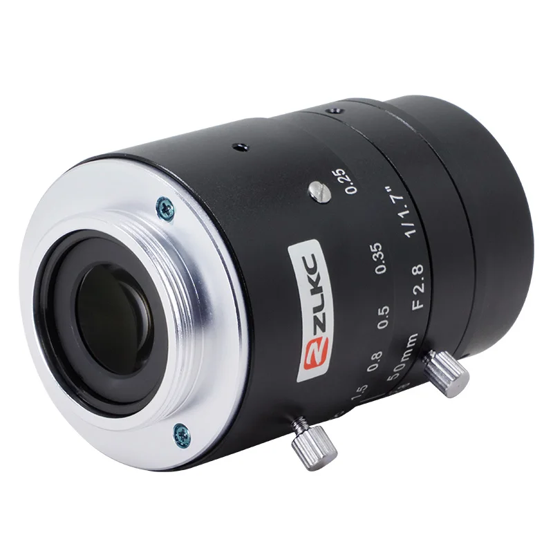 ZLKC 50mm 카메라 렌즈 1/1.7인치 C-마운트 머신 비전 렌즈 F2.8 수동 아이리스 12MP 고해상도 fa 산업용 렌즈