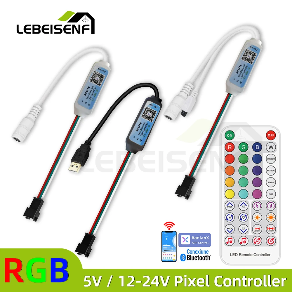 New Bluetooth Mini WS2811 WS2812B LED Controller USB 5V 12V 24V Dreamy Color Wireless IR Remote APP Dimmer for Addressable LED