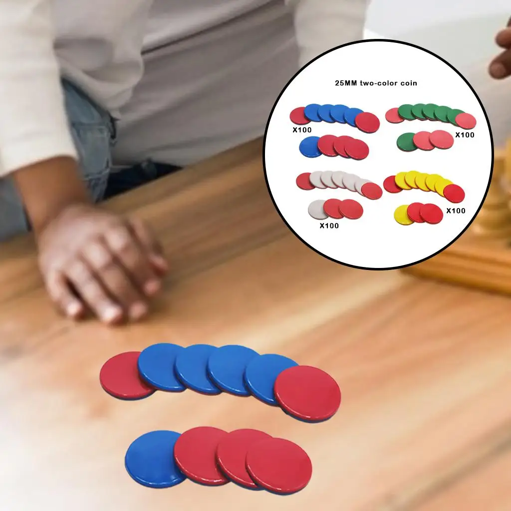 100Pack Two Color Learning Counters Counting Chips Disks Blank Discs Markers