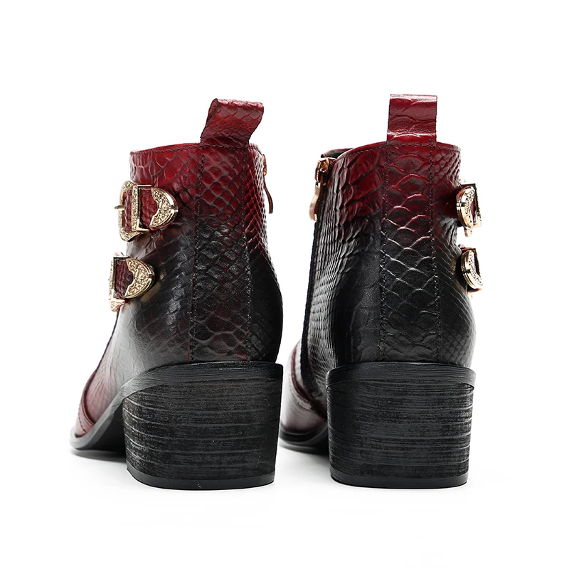 Botas 영국 스타일  가죽 남성 파티 드레스 신발, 플러스 사이즈 버클 오토바이 앵클 부츠, 포멀한 짧은 남성 부츠, 레드