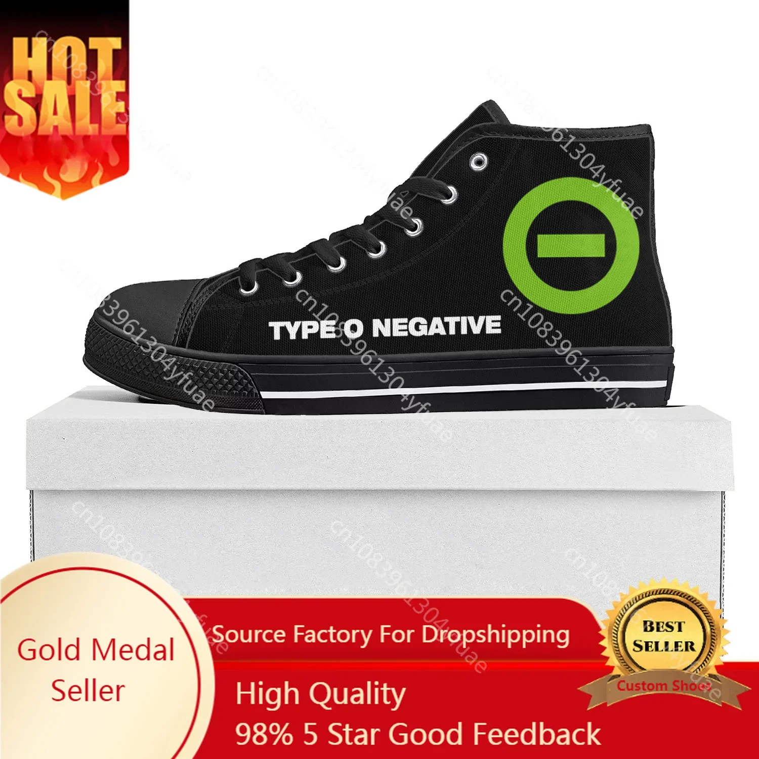 Type O Negative Metal Rock Band High Top High Quality Sneakers Mens Womens Teenager Canvas Sneaker Couple Shoe Custom Shoe Black