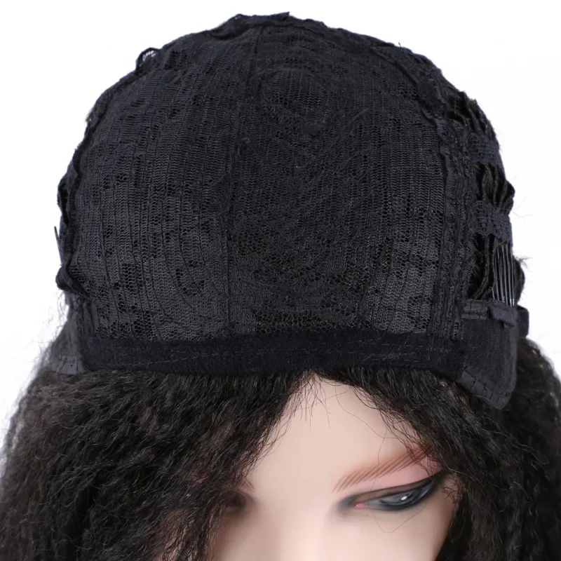 Natural Soft Hair Wigs for African Women Synthetic Afro Kinky Straight Wigs Braided Fluffy Short Yaki Hair Wig 2TT0301