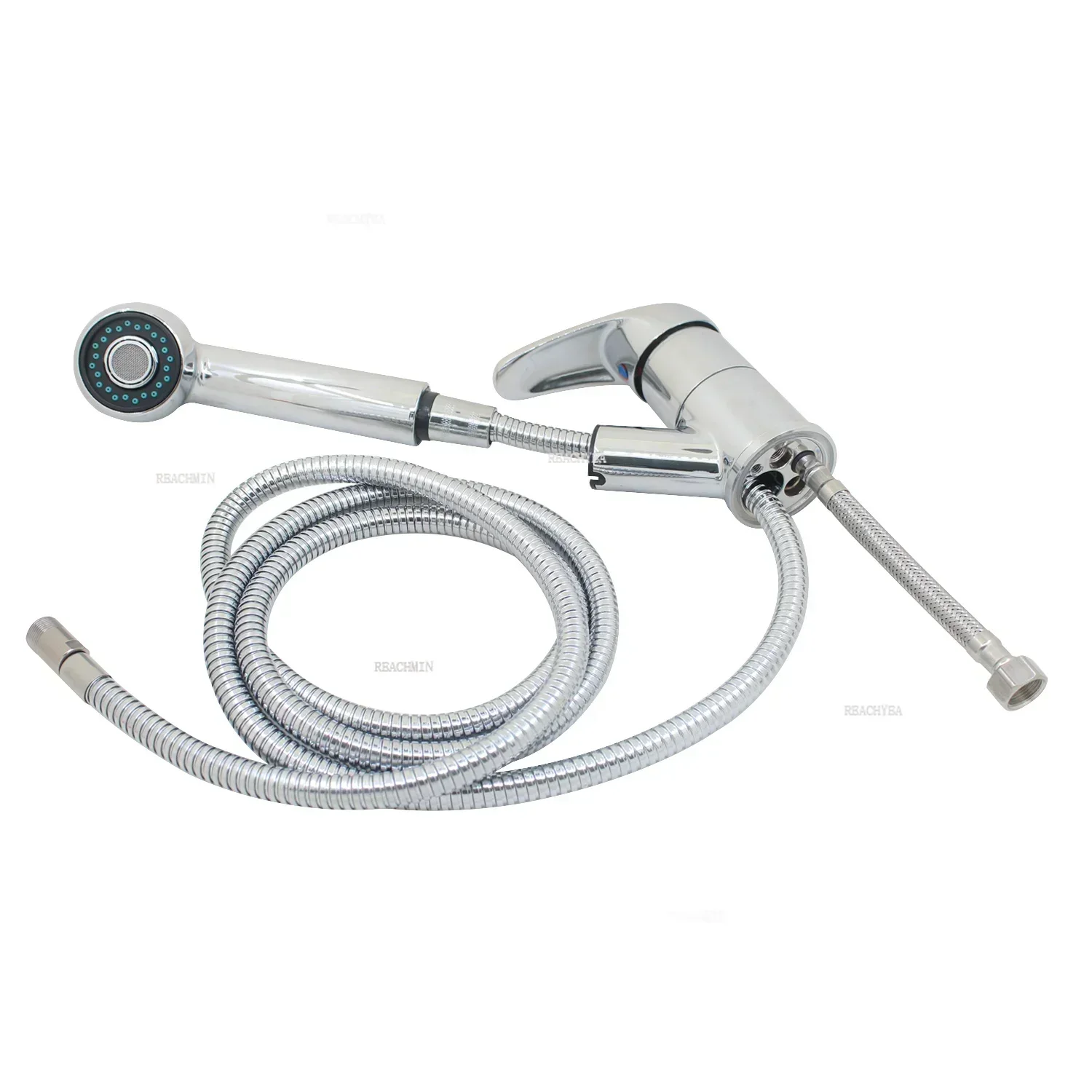 ห้องน้ําสปริงเกลอร์ท่อยืดหยุ่นมือถือหมุนได้ RV ดึงออกก๊อกน้ําฝักบัวร้อน/เย็นเต้าเสียบสําหรับคาราวานเรือ motorhome 1