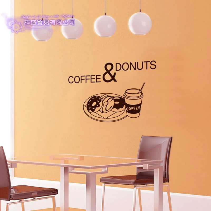 Coffee Shop Sticker Bean tea Decal Cafe Cup Poster Vinyl Art Wall Decor Mural Decoration Break Bread Coffee Donuts Glass Decals