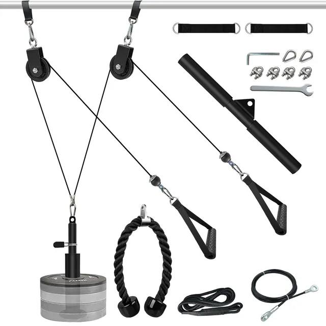 Máquina de poleas y cables para ejercicio en casa, máquina de ejercicios  con accesorios, para entrenamiento de bíceps y antebrazo, cuerda de  tracción, rodillo de muñeca, DIY - AliExpress