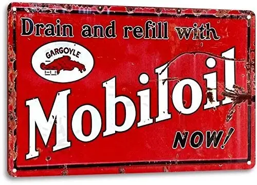 Kalynvi Mobil Oil Motor Garage Auto Shop Retro Vintage Look Rustico Wall Decor Metal Tin Sign 8X12 Pollici
