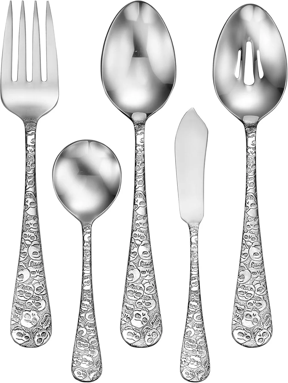 Calavera (Skull) 45 Piece Flatware Set for 8 Silverware Highest Quality Stainless Steel Dishwasher Safe