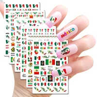 1Pcs Mexico USA Flag Nail Art Stickers American Independence Day National Mexican Butterfly Heart Flame Series Nail Decal Slider 1