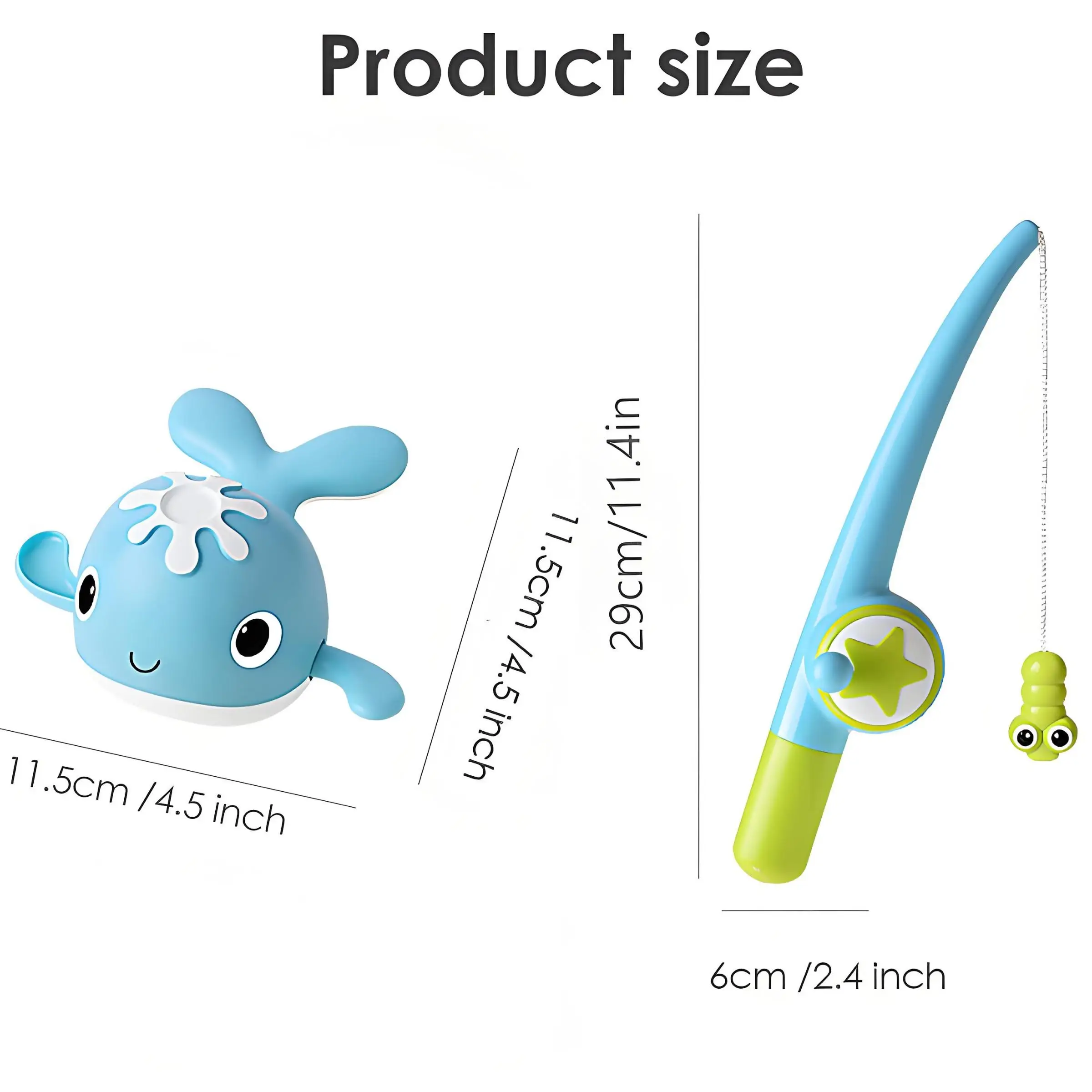 Magnet Fishing Toys Wind-up Swimming Whales Fishing Game Toy Water Tub Toys Set with Fishing Pole Net for Kids