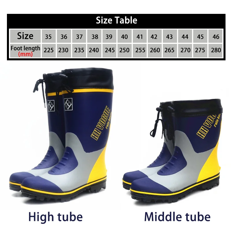 Fashion Waterproof Fishing Boots Steel Spikes Sole Rubber Rain Shoes Men Women Hunting Hiking Working Upstream