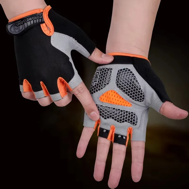 Anti Slip Shock Breathable Half Finger Gloves Breathable Cycling Gloves Fitness Gym Bodybuilding Crossfit Exercise Sports Gloves 5