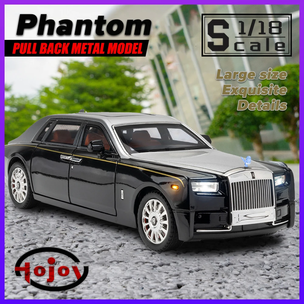 

Large Size Scale 1/18 Metal Cars Toys Phantom Diecast Alloy Car Model for Boys Children Kids Gift Toy Vehicles Sound and Light